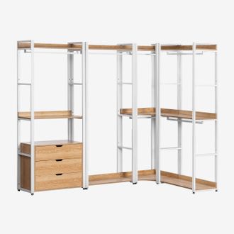 Sklum Armario Modular Abierto Esquinero De 4 Piezas En Acero Y Madera Ariaster Sklum