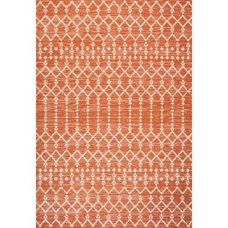 Jonathan Y Designs Ourika Moroccan Geometric Textured Weave Indoor/Outdoor Area Rug in Orange/cream at Nordstrom, Size 3Ft 0In X 5Ft 0In