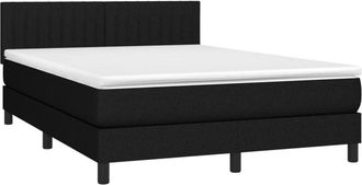 vidaXL Cama Box Spring Con Colch&oacute;n Tela Negro 140x190 Cm Vidaxl