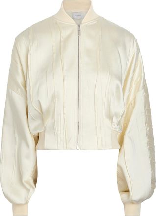 Sportmax Pintuck Satin Bomber Jacket - Ivory - 12 (UK12 / M)