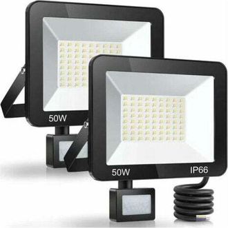 Gabrielle Foco Led Para Exterior Gabrielle De 50 W Con Sensor De Movimiento (2 Unidades), Resistente Al Agua Ip66, 5000 Lm, 7000 K, Blanco Fr&iacute;o, Ideal Para Jard