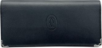 Cartier Black Leather Long Wallet (Bi-Fold) (Pre-Owned)