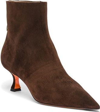 Santoni Womens Suede Mid-Heel Ankle Boot with Back Decorative Strap in Brown at Nordstrom, Size 12