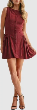 All in Favor Corduroy Fit and Flare Minidress in Chestnut at Nordstrom, Size Xx-Small