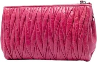 Miu Miu Pre-owned Quilted Crossbody Bag - Dames - Pre-owned - Roze - Maat: ONE Size Leer