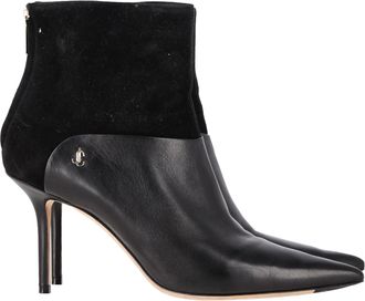 Jimmy Choo London Beyla 85 Suede Trimmed Ankle Boots In Black Leather