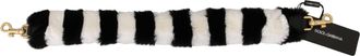 Dolce & Gabbana Womens Black White Lapin Fur Accessory Shoulder Strap Bag