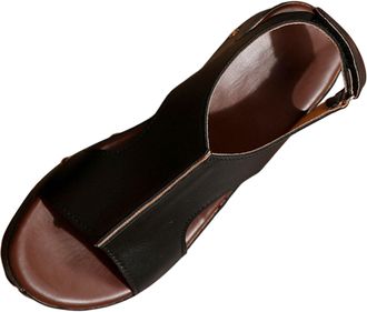 Generic Summer Womens Platform Fisherman Sandals with Adjustable Hook and Loop Strap for Wide Feet Comfort (Black, 5.5)