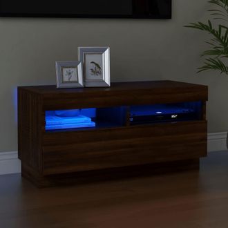 vidaXL Mueble De Tv Con Luces Led Color Roble Marr&oacute;n 80x35x40 Cm Vidaxl