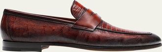 Magnanni Mens Vincente Lizard Penny Loafers