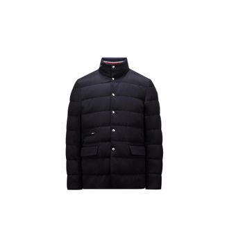 Moncler Moncler Bess Hooded Wool Short Down Jacket, Men, Blue, Size: 2
