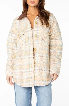 Roxy Overlander Fleece Shirt Jacket in Pebble at Nordstrom, Size Xx-Large