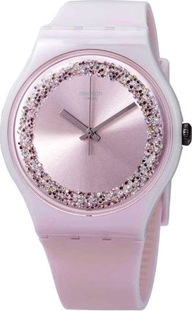 Swatch Pinksparkles Light Pink / Crystal Dial Mens Watch SUOP110