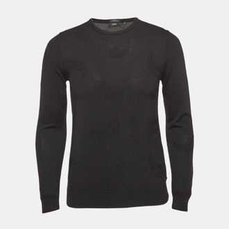 HUGO BOSS Boss By Hugo Boss Black Paisley Pattern Knit Slim Fit Sweater