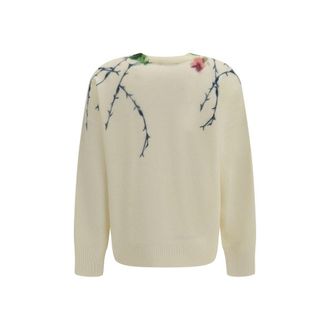 Blumarine Floral-Intarsia Sweater - Beige