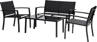 Habitat et Jardin Conjunto De Muebles Bajos De Jard&iacute;n lino - 4 Plazas - Negro