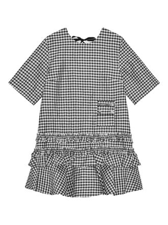 Ganni Jurk met gingham ruit - Zwart