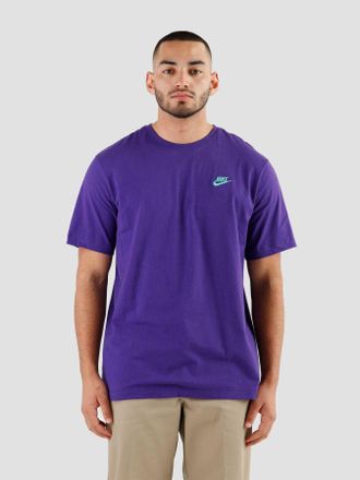 Nike Mens Sportswear Club Crewneck Embroidered Futura Short Sleeve T Shirt (as8, Alpha, s, Regular, Regular, Purple)