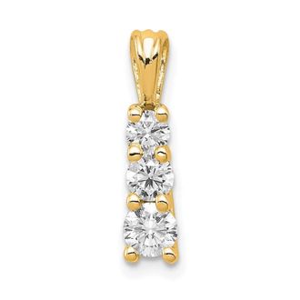 Diamond2Deal 14k Yellow Gold Lab Grown Diamond 3-Stone Pendant (0.5ct, VS, G-H)