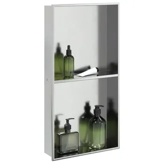 vidaXL Nicchia Per Doccia Argento Spazzolato 32x62x9cm In Acciaio Inox - Vidaxl