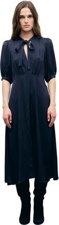 Gerard Darel Chani Tie Neck Midi Dress in Ink at Nordstrom, Size 12