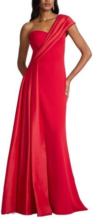 Tadashi Shoji One-Shoulder Crepe & Taffeta Ballgown in Cherry at Nordstrom, Size X-Small