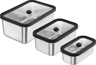 Zwilling Fresh & Save Stainless 3-pc Vacuum Box Assorted Stainless Container Set