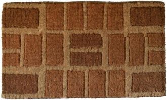 Imports Decor Brown Brick Pattern Handcrafted Door Mat, Geometric Woven Entryway Rug, Durable Indoor Outdoor Floor Mat