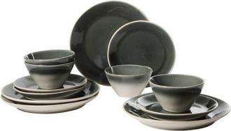 Gibson Home 12-Piece Stoneware Dinnerware Set, Service for 4 in Ombre Black at Nordstrom