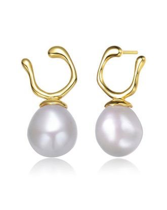 Genevive 14K Over Silver Pearl Earrings