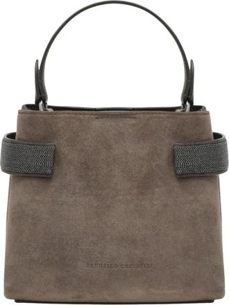 Brunello Cucinelli Tassen, Dames, Bruin, ONE Size, Leer, Top-Handle Essence Piccola