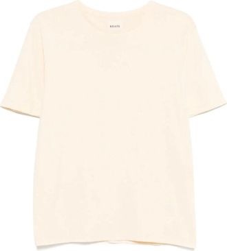 Khaite Gele Katoenen T-shirt met Logo Patch - Dames - T-shirts - Geel - M - Katoen - Tops