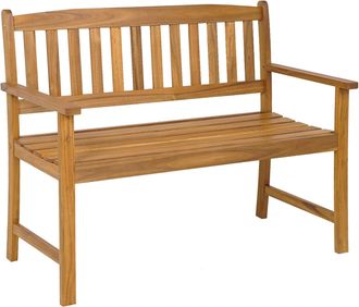 Costway Banco Jard&iacute;n Exteior De Madera De Acacia, 2 Plazas, Banco Madera Con Respaldo Y Reposabrazos, 110 X 56,5 X 86 Cm, Hasta 360kg - Costway