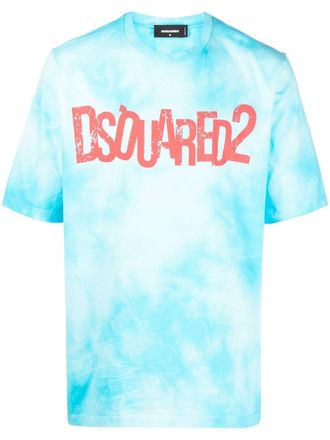 Dsquared2 logo-print tie-dye T-shirt - Blue