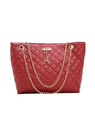 Generic Fashion PU Leather Handbags Women Large Capacity Top-handle Bags Universal Tote for Women Girl Outdoor Shopping (Red)