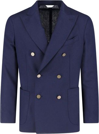 Boglioli Navy Virgin Wool Double-Breasted Blazer