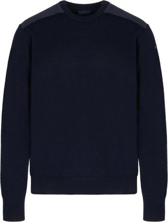 Paul & Shark Sweatshirts, male, Blue, XL, Navy Knitted Wool Jumper