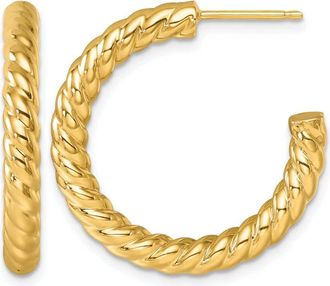 Diamond2Deal 14K Yellow Gold Twisted 3.5mm Post C-Hoop Earrings