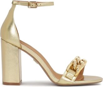 Kazar Gouden sandalen met blokhak en bedekte hiel - Dames - Sandalen met hakken - Geel - 40 EU - Leer - Schoenen