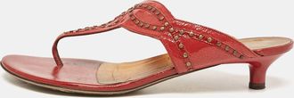 Ferragamo Burgundy Patent Leather Slide Sandals