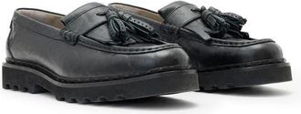 AllSaints Skiff Tassel Loafer in Black Grain at Nordstrom, Size 12