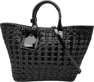 Balenciaga Pre-owned Braided Satchel - Dames - Vintage Shopper - Zwart - ONE Size - Leer - Vintage