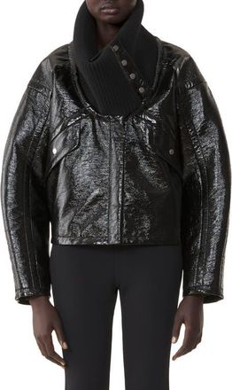 Lanvin Short Vinyl Coat in Black at Nordstrom, Size 36