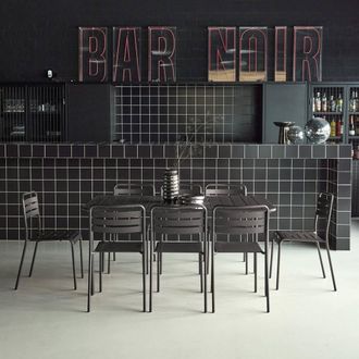 Sweeek 8-seater Metal Garden Table With 8 Chairs in Grey