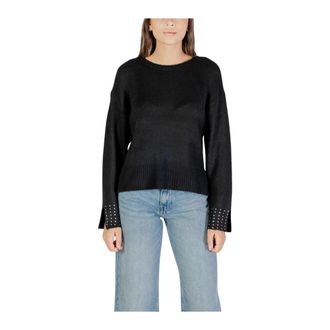 Only Rondgebreide trui met lange mouwen - Dames - Ronde hals truien - Zwart - L - Polyester - Truien & Vesten