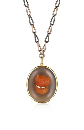 Fred Leighton Dog Cameo Pendant Necklace in Gold/brown/orange at Nordstrom, Size 28
