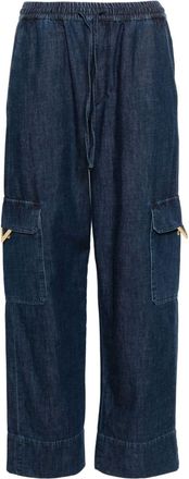 Valentino Garavani chambray cargo trousers - women - Cotton/Polyester/Cotton - 40 - Blue