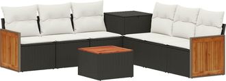 vidaXL Juego De Sof&aacute; 8 Uds. Negro Y Blanco Crema Vidaxl