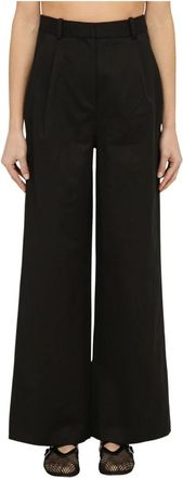 Loulou Studio Baggy Loose Broek - Dames - Wijde Broeken - Zwart - S - Katoen - Broeken