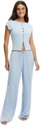 Cotton On Womens Button Detail Cap Sleeve Top in Violet Blue at Nordstrom, Size Xx-Small